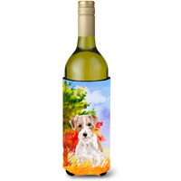 "Caroline's Treasures CK1928LITERK Jack Russell Terrier Fall Wine Bottle Hugger cold-beverage-koozies, 750 ml, Multicolor"