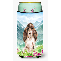 "Caroline's Treasures CK1987TBC Flowers Chocolate Parti Cocker Spaniel Tall Boy Hugger cold-beverage-koozies, Multicolor"