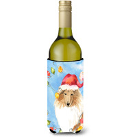 "Caroline's Treasures CK2489LITERK Christmas Lights Collie Wine Bottle Hugger cold-beverage-koozies, 750 ml, Multicolor"