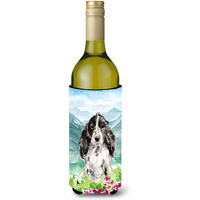 "Caroline's Treasures Mountain Flowers Black Parti Cocker Spaniel Wine Bottle Hugger cold-beverage-koozies, 750 ml, Multicolor"