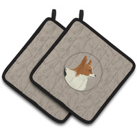 "Caroline's Treasures CK2200PTHD Papillon in The Kitchen Pair of Pot Holders potholders, Multicolor"