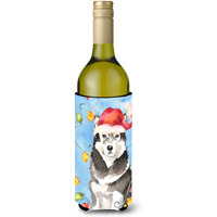 "Caroline's Treasures CK2484LITERK Christmas Alaskan Malamute Wine Bottle Hugger cold-beverage-koozies, 750 ml, Multicolor"
