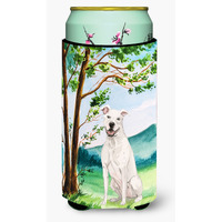 "Caroline's Treasures CK2031TBC Under Tree White Staffie Bull Terrier Tall Boy Hugger cold-beverage-koozies, Multicolor"