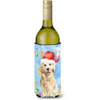 "Caroline's Treasures CK2479LITERK Christmas Golden Retriever Wine Bottle Hugger cold-beverage-koozies, 750 ml, Multicolor"