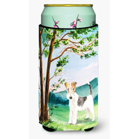 "Caroline's Treasures CK2550TBC Under the Tree Fox Terrier Tall Boy Hugger cold-beverage-koozies, Multicolor"