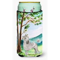 "Caroline's Treasures CK2010TBC Under the Tree Silver Poodle Tall Boy Hugger cold-beverage-koozies, Multicolor"