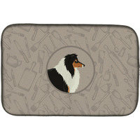 "Caroline's Treasures CK2179DDM Collie in The Kitchen dish-drying-mats, 14x21, Multicolor"