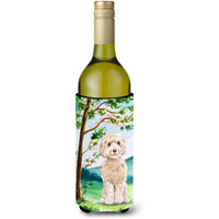 "Caroline's Treasures CK2019LITERK Under The Tree Goldendoodle Wine Bottle Hugger cold-beverage-koozies, 750 ml, Multicolor"