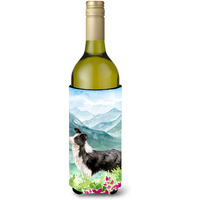"Caroline's Treasures CK1990LITERK Mountian Flowers Border Collie Wine Bottle Hugger cold-beverage-koozies, 750 ml, Multicolor"