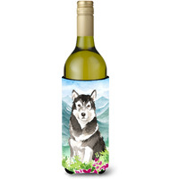 "Caroline's Treasures CK2530LITERK Flowers Alaskan Malamute Wine Bottle Hugger cold-beverage-koozies, 750 ml, Multicolor"