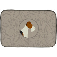 "Caroline's Treasures CK2185DDM Fox Terrier in The Kitchen dish-drying-mats, 14x21, Multicolor"