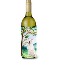"Caroline's Treasures Tree White Staffie Bull Terrier Wine Bottle Hugger cold-beverage-koozies, 750 ml, Multicolor"