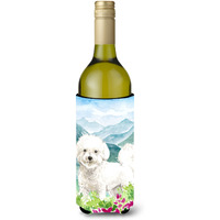 "Caroline's Treasures CK2546LITERK Mountain Flowers Bichon Frise Wine Bottle Hugger cold-beverage-koozies, 750 ml, Multicolor"