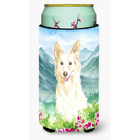 "Caroline's Treasures CK2514TBC Mountian Flowers White Collie Tall Boy Hugger cold-beverage-koozies, Multicolor"