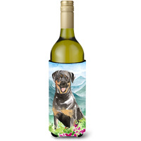"Caroline's Treasures CK2526LITERK Mountain Flowers Rottweiler Wine Bottle Hugger cold-beverage-koozies, 750 ml, Multicolor"