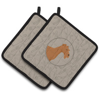 "Caroline's Treasures CK2193PTHD Irish Terrier in The Kitchen Pair of Pot Holders potholders, Multicolor"