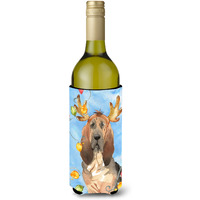 "Caroline's Treasures CK2471LITERK Christmas Lights Bloodhound Wine Bottle Hugger cold-beverage-koozies, 750 ml, Multicolor"