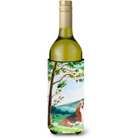 "Caroline's Treasures CK2584LITERK Under The Tree Basset Hound Wine Bottle Hugger cold-beverage-koozies, 750 ml, Multicolor"
