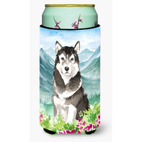 "Caroline's Treasures CK2530TBC Mountain Flowers Alaskan Malamute Tall Boy Hugger cold-beverage-koozies, Multicolor"