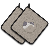 "Caroline's Treasures CK2190PTHD Greyhound in The Kitchen Pair of Pot Holders potholders, Multicolor"