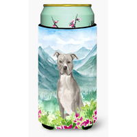 "Caroline's Treasures CK1997TBC Flowers Staffordshire Bull Terrier Tall Boy Hugger cold-beverage-koozies, Multicolor"