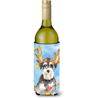 "Caroline's Treasures CK2485LITERK Christmas Lights Schnauzer Wine Bottle Hugger cold-beverage-koozies, 750 ml, Multicolor"