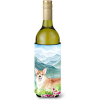 "Caroline's Treasures CK1981LITERK Mountian Flowers Corgi Wine Bottle Hugger cold-beverage-koozies, 750 ml, Multicolor"