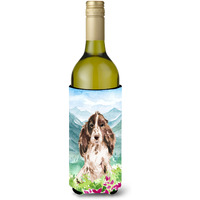 "Caroline's Treasures Flowers Chocolate Parti Cocker Spaniel Wine Bottle Hugger cold-beverage-koozies, 750 ml, Multicolor"