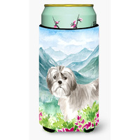 "Caroline's Treasures CK2520TBC Mountain Flowers Shih Tzu Puppy Tall Boy Hugger cold-beverage-koozies, Multicolor"