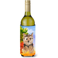 "Caroline's Treasures CK1936LITERK Fall Norwich Terrier Wine Bottle Hugger cold-beverage-koozies, 750 ml, Multicolor"