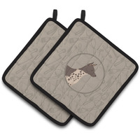 "Caroline's Treasures CK2161PTHD American Hairless Terrier in The Kitchen Pair of Pot Holders potholders, Multicolor"