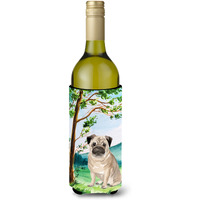 "Caroline's Treasures CK2004LITERK Under The Tree Fawn Pug Wine Bottle Hugger cold-beverage-koozies, 750 ml, Multicolor"