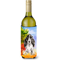 "Caroline's Treasures CK1947LITERK Fall Black Parti Cocker Spaniel Wine Bottle Hugger cold-beverage-koozies, 750 ml, Multicolor"