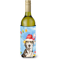 "Caroline's Treasures CK2475LITERK Christmas Catahoula Leopard Dog Wine Bottle Hugger cold-beverage-koozies, 750 ml, Multicolor"