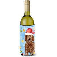 "Caroline's Treasures CK2482LITERK Christmas Lights Labradoodle Wine Bottle Hugger cold-beverage-koozies, 750 ml, Multicolor"