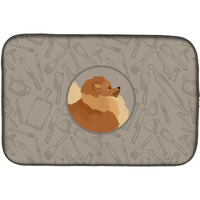 "Caroline's Treasures CK2202DDM Pomeranian in The Kitchen dish-drying-mats, 14x21, Multicolor"