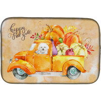 "Caroline's Treasures CK2608DDM Fall Harvest Bichon Fris dish-drying-mats, 14x21, Multicolor"