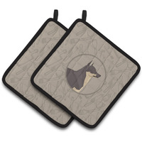"Caroline's Treasures CK2213PTHD Swedish Vallhund in The Kitchen Pair of Pot Holders potholders, Multicolor"