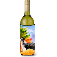 "Caroline's Treasures CK1955LITERK Fall Border Collie Wine Bottle Hugger cold-beverage-koozies, 750 ml, Multicolor"