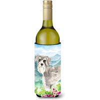 "Caroline's Treasures CK2524LITERK Mountain Flowers Schnauzer #1 Wine Bottle Hugger cold-beverage-koozies, 750 ml, Multicolor"