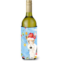 "Caroline's Treasures CK2501LITERK Christmas Lights Fox Terrier Wine Bottle Hugger cold-beverage-koozies, 750 ml, Multicolor"