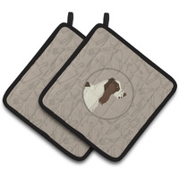 "Caroline's Treasures CK2184PTHD English Springer Spaniel in The Kitchen Pair of Pot Holders potholders, Multicolor"