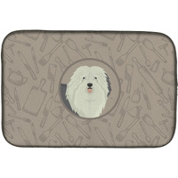 "Caroline's Treasures CK2199DDM Old English Sheepdog in The Kitchen dish-drying-mats, 14x21, Multicolor"