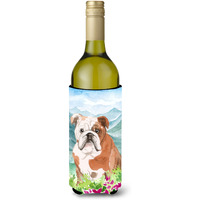 "Caroline's Treasures CK1979LITERK Mountian Flowers English Bulldog Wine Bottle Hugger cold-beverage-koozies, 750 ml, Multicolor"