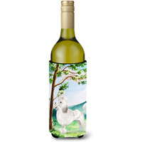 "Caroline's Treasures CK1999LITERK Under The Tree White Poodle Wine Bottle Hugger cold-beverage-koozies, 750 ml, Multicolor"