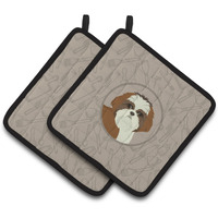 "Caroline's Treasures CK2210PTHD Shih Tzu in The Kitchen Pair of Pot Holders potholders, Multicolor"