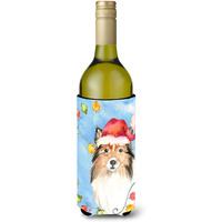 "Caroline's Treasures CK2492LITERK Christmas Lights Sheltie Wine Bottle Hugger cold-beverage-koozies, 750 ml, Multicolor"
