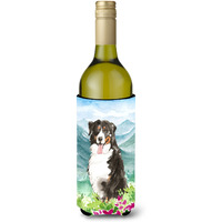 "Caroline's Treasures CK2547LITERK Flowers Bernese Mountain Dog Wine Bottle Hugger cold-beverage-koozies, 750 ml, Multicolor"