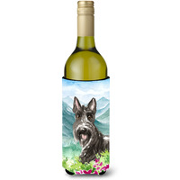 "Caroline's Treasures CK2523LITERK Flowers Scottish Terrier Wine Bottle Hugger cold-beverage-koozies, 750 ml, Multicolor"