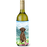 "Caroline's Treasures CK1986LITERK Mountian Flowers Chocolate Lab Wine Bottle Hugger cold-beverage-koozies, 750 ml, Multicolor"